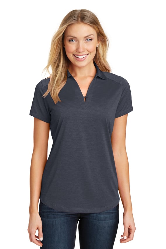 Front view of Ladies Digi Heather Performance Polo