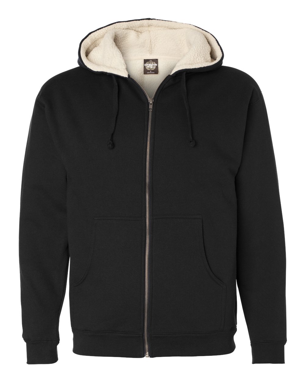 Front view of Sherpa-Lined Full-Zip Hooded Sweatshirt