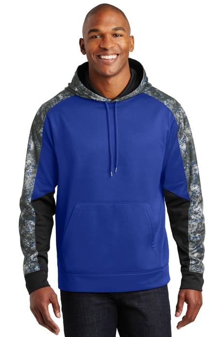 Front view of Sport-Wick&reg; Mineral Freeze Fleece Colorblock Hooded Pullover