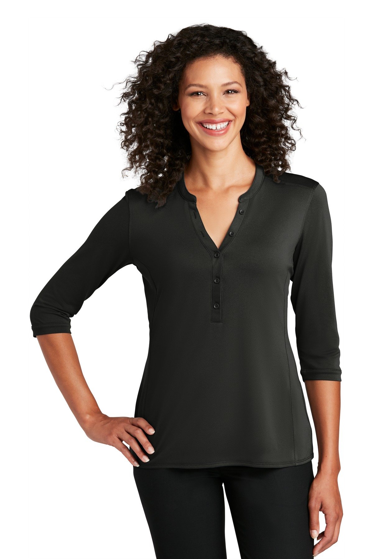 Front view of Women’s UV Choice Pique Henley
