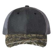 Front view of Distressed Camo Mesh-Back Cap