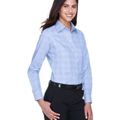 Side view of Women’s Crown Collection® Glen Plaid Woven Dress Shirt