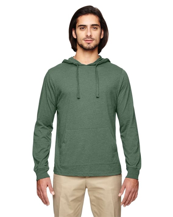Front view of Eco Jersey Pullover Hooded Long Sleeve T-Shirt