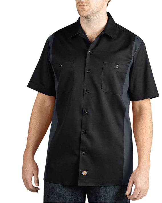 Front view of Two-Tone Short-Sleeve Work Shirt