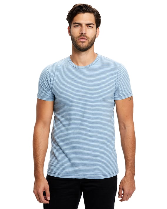 Front view of Men’s 6 Oz. True Indigo Striped Crew