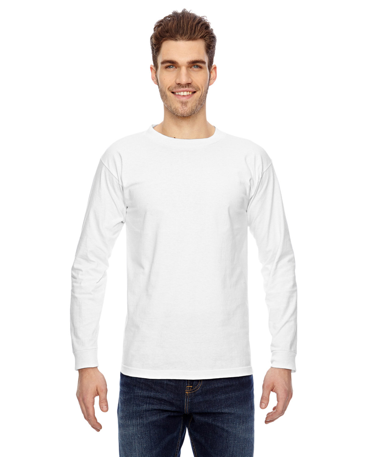 Front view of Adult 6.1 Oz., 100% Cotton Long Sleeve T-Shirt
