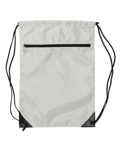 Front view of Zippered Drawstring Backpack
