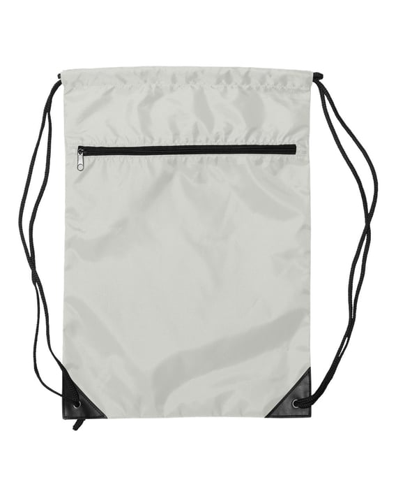 Front view of Zippered Drawstring Backpack
