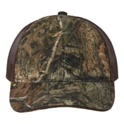 Front view of Washed Brushed Mesh-Back Camo Cap