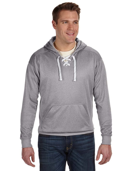 Front view of Adult Sport Lace Poly Hooded Sweatshirt
