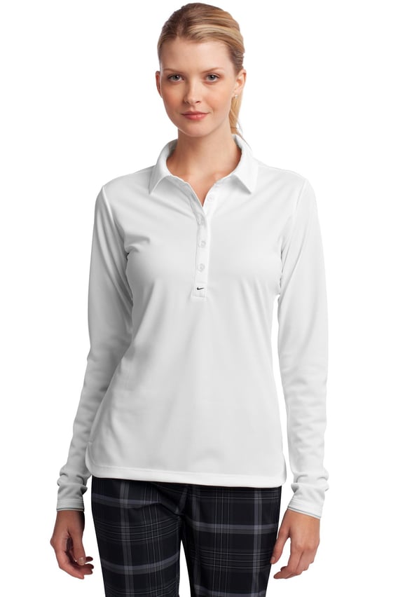 Front view of Women’s Long Sleeve Dri-FIT Stretch Tech Polo