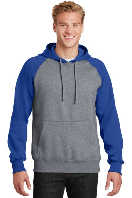 Front view of Raglan Colorblock Pullover Hooded Sweatshirt