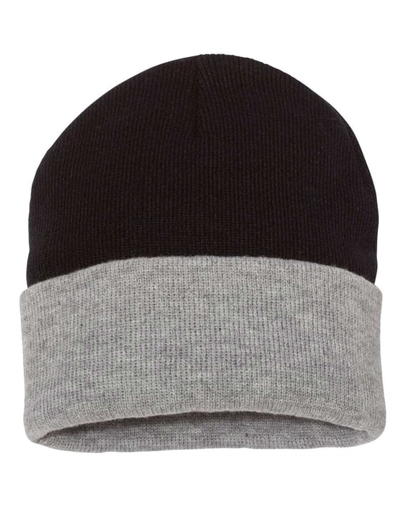 Front view of Colorblocked 12″ Cuffed Beanie