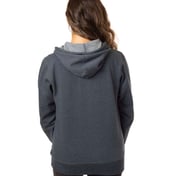Back view of Women’s Heathered Full-Zip Hooded Sweatshirt