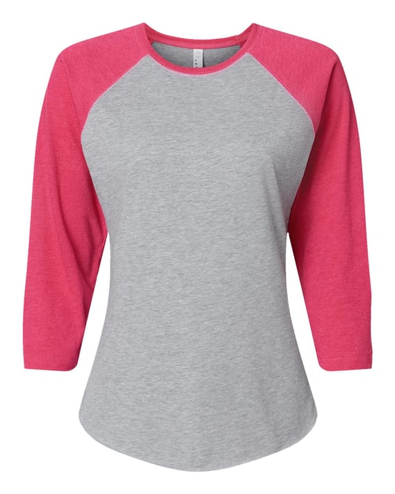 Front view of Women’s Baseball Fine Jersey Three-Quarter Sleeve Tee