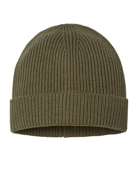 Front view of Sustainable Fine Rib Cuffed Beanie