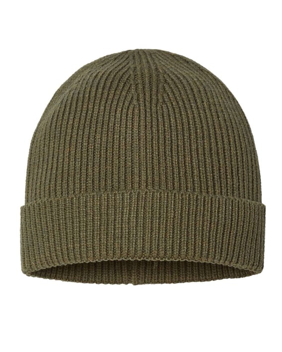 Front view of Sustainable Fine Rib Cuffed Beanie