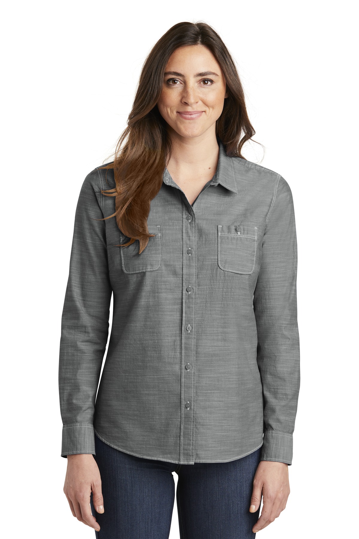 Front view of Women’s Slub Chambray Shirt