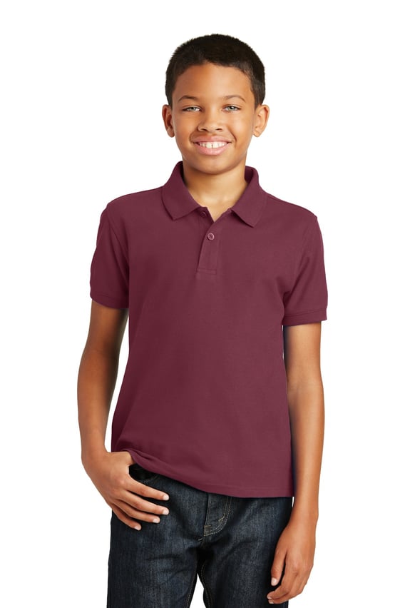 Front view of Youth Core Classic Pique Polo