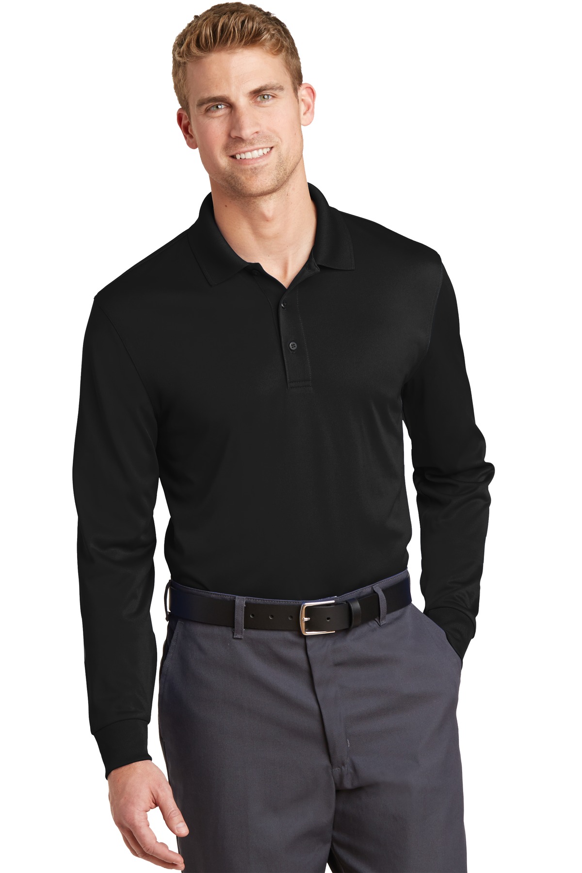 Front view of Select Snag-Proof Long Sleeve Polo