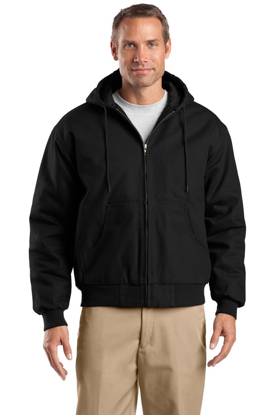Front view of Tall Duck Cloth Hooded Work Jacket