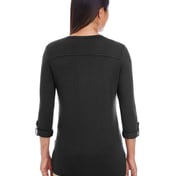 Back view of Women’s Perfect Fit™ Y-Placket Convertible Sleeve Knit Top