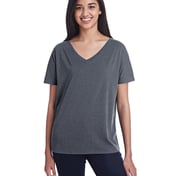 Front view of Ladies’ Triblend Fleck Short-Sleeve V-Neck T-Shirt
