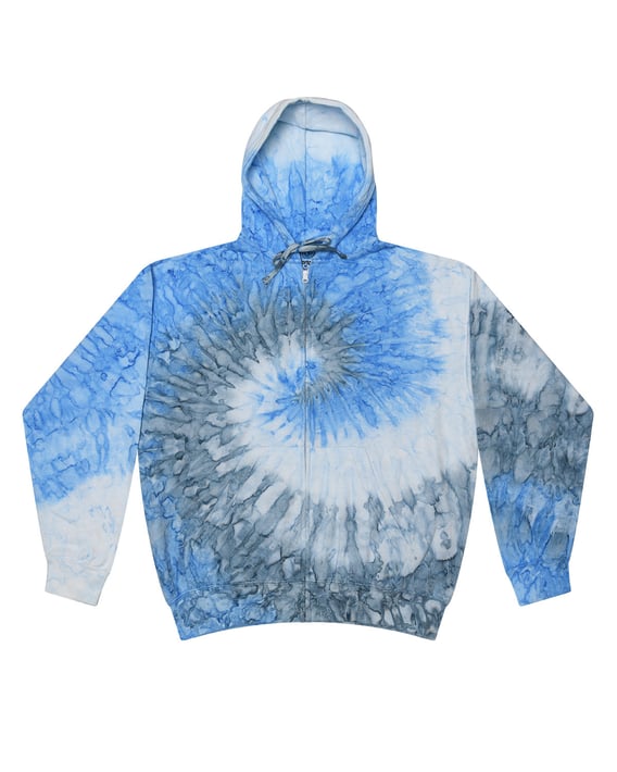 Front view of Adult Tie-Dyed Full-Zip Hooded Sweatshirt