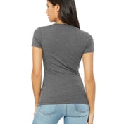 Back view of Ladies’ Jersey Short-Sleeve Deep V-Neck T-Shirt