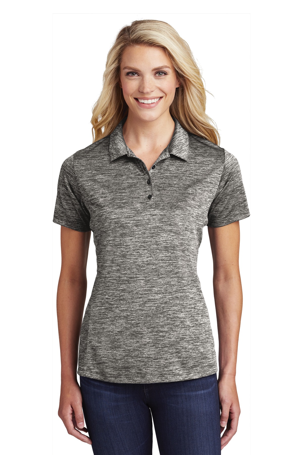 Front view of Women’s PosiCharge ® Electric Heather Polo