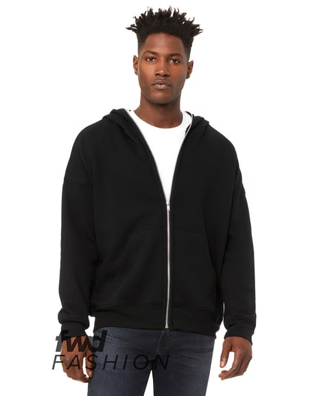 Frontview ofFWD Fashion Unisex Full-Zip Fleece With Zippered Hood