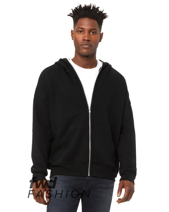 Front view of FWD Fashion Unisex Full-Zip Fleece With Zippered Hood