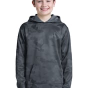 Front view of Youth Sport-Wick® CamoHex Fleece Hooded Pullover