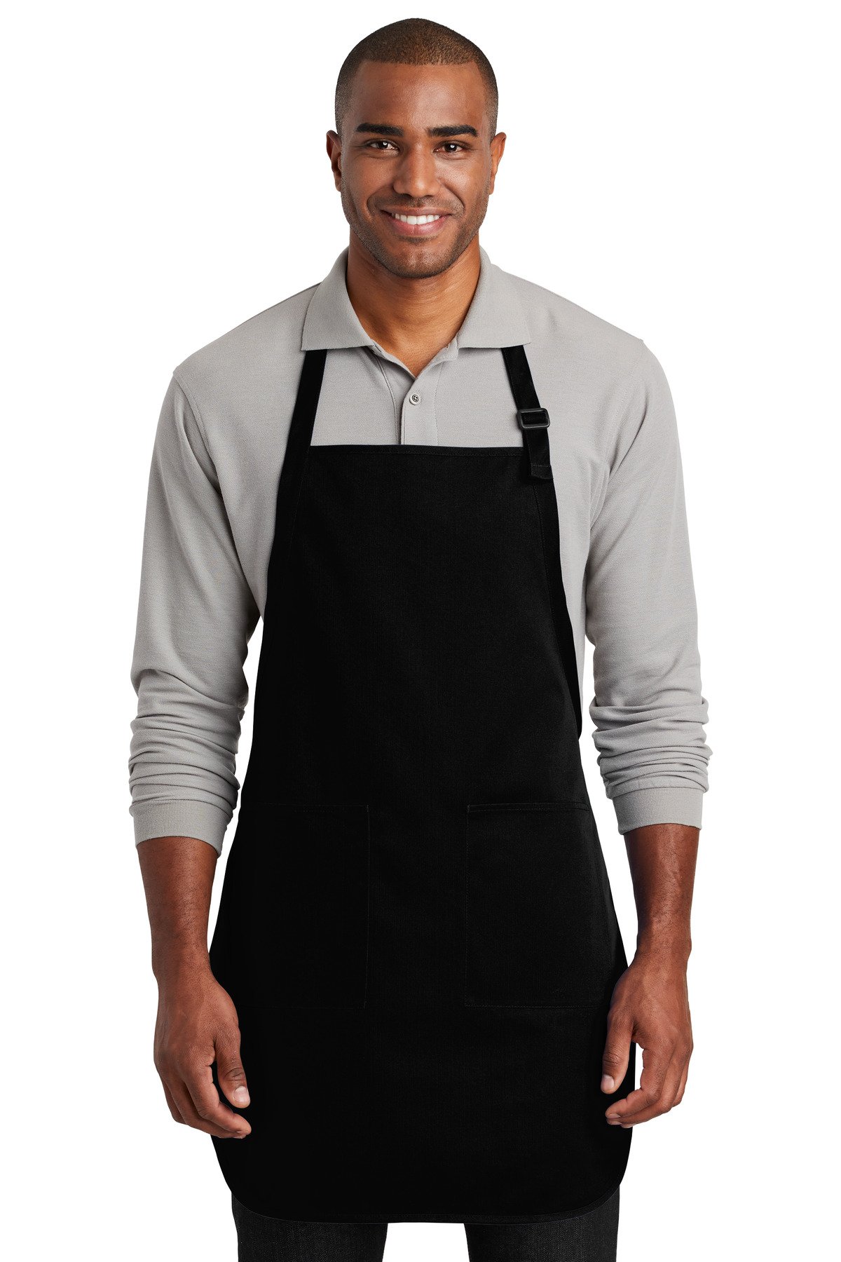 Front view of Full-Length Two-Pocket Bib Apron