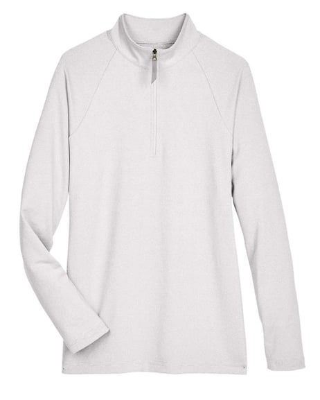 Front view of Women's CrownLux Performance® Clubhouse Micro-Stripe Quarter-Zip Pullover