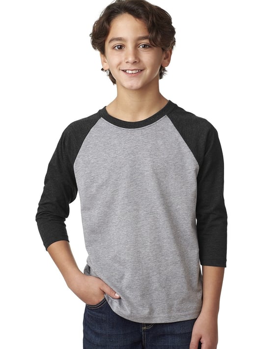 Front view of Youth CVC 3/4-Sleeve Raglan