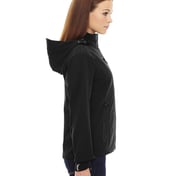 Side view of Ladies’ Axis Soft Shell Jacket With Print Graphic Accents