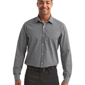 Front view of Microcheck Gingham Long-Sleeve Cotton Shirt