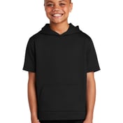 Front view of Youth Sport-Wick ® Fleece Short Sleeve Hooded Pullover