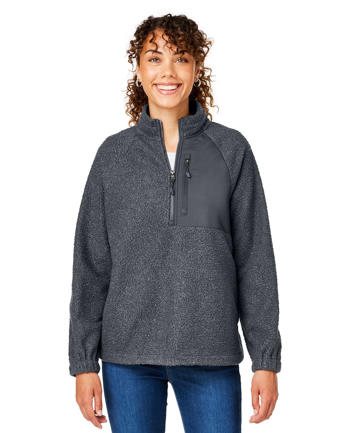 Front view of Ladies’ Aura Sweater Fleece Quarter-Zip