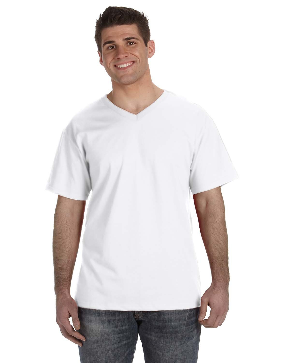 Front view of Adult HD Cotton™ V-Neck T-Shirt