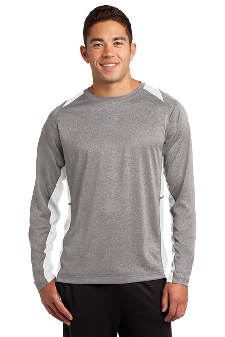 Front view of Long Sleeve Heather Colorblock Contender Tee