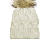 Front view of Faux Fur Pom Beanie