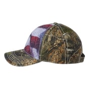 Side view of Camo With Flag Sublimated Front Panels Cap