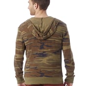 Back view of Men’s Triblend Long-Sleeve Printed Full Zip Hoodie