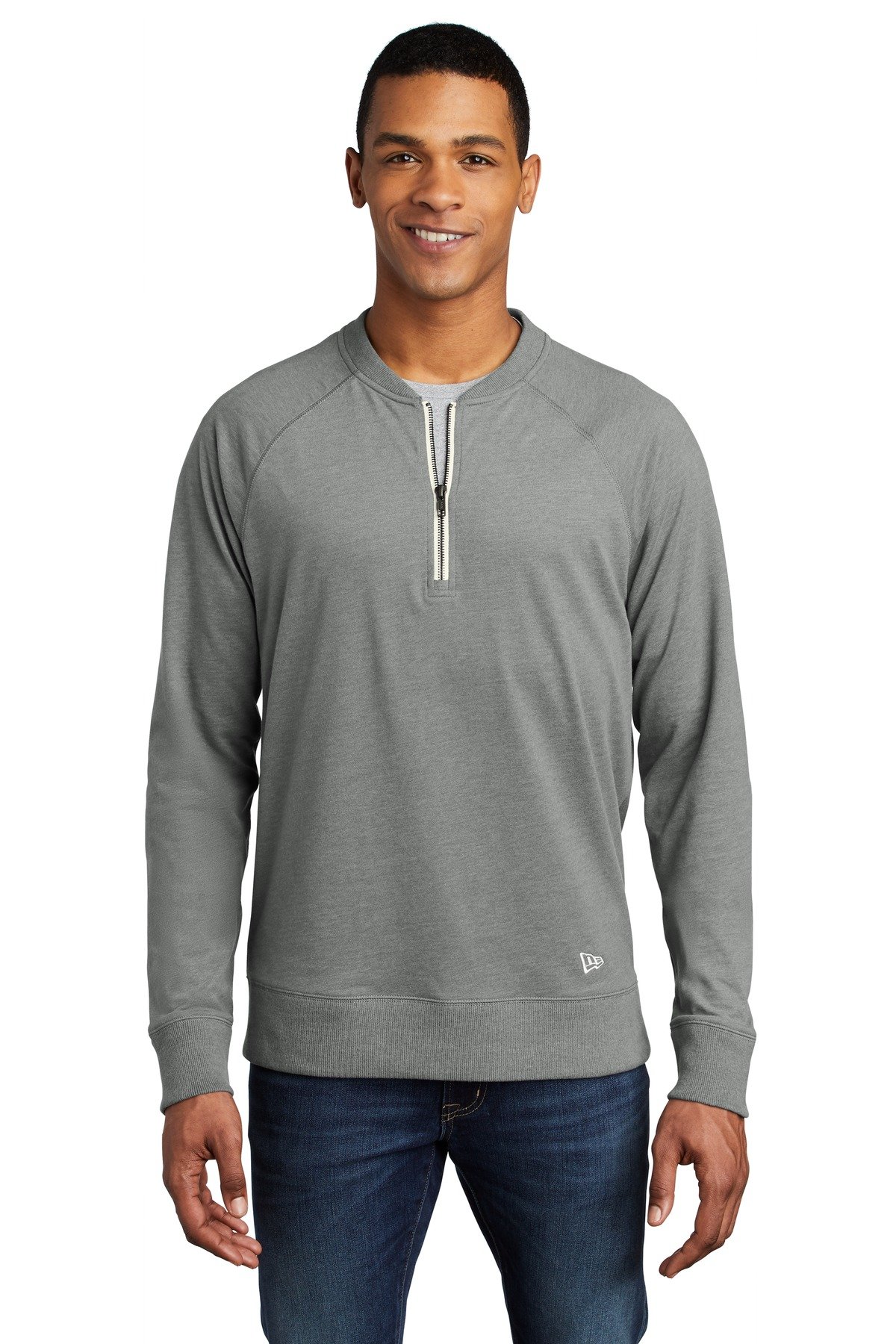 Front view of Sueded Cotton Blend 1/4-Zip Pullover