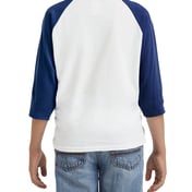 Back view of Youth Heavy Cotton™ 3/4-Raglan Sleeve T-Shirt