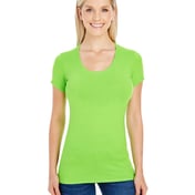 Front view of Ladies’ Spandex Short-Sleeve Scoop Neck T-Shirt