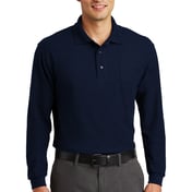 Front view of Long Sleeve Silk Touch Polo With Pocket