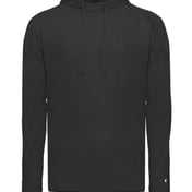 Front view of Tri-Blend Surplice Hooded Long Sleeve T-Shirt